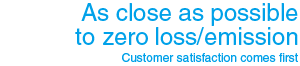 As close as possible to zero loss/emission. -Customer satisfaction comes first-